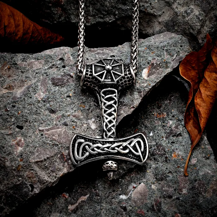 Necklaces AE Thors Hammer Necklace Knotted Cross