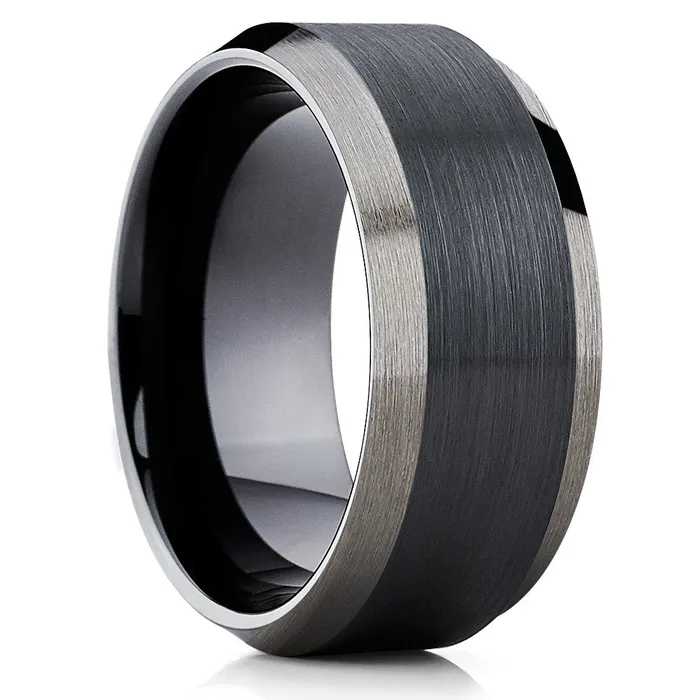 Rings Clean Casting Jewelry 10mm Black Tungsten Wedding Band Mens Black Tungsten Ring Black Ring