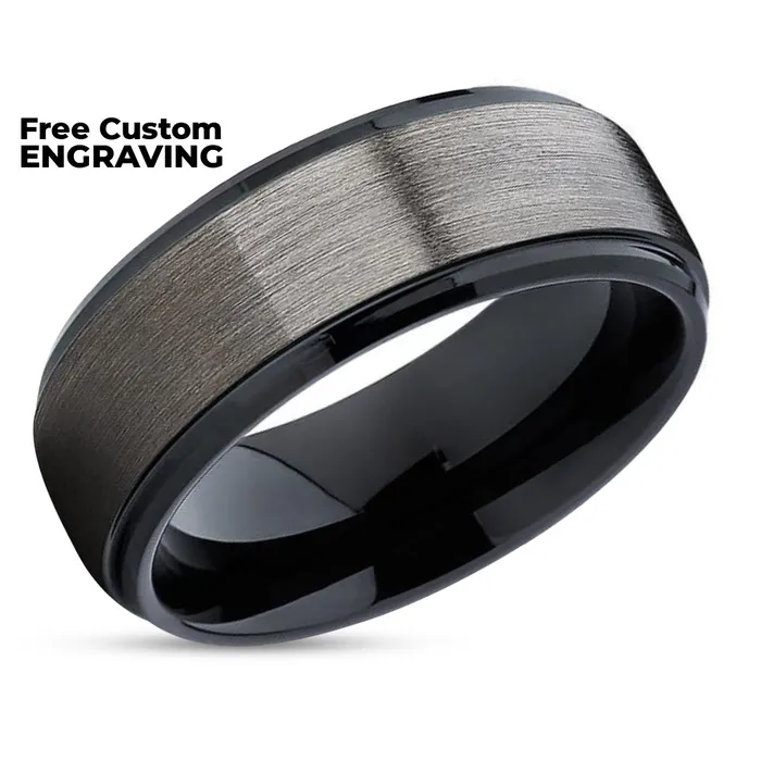 Rings Clean Casting Jewelry Gunmetal Wedding Band Black Tungsten Ring Wedding Ring Black Wedding Ring
