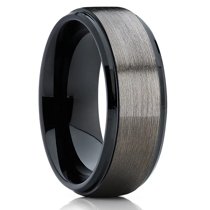 Rings Clean Casting Jewelry Gunmetal Wedding Band Black Tungsten Ring Wedding Ring Black Wedding Ring