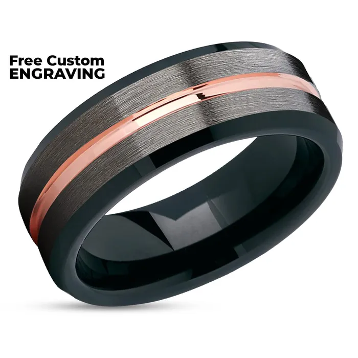 Rings Clean Casting Jewelry Gunmetal Wedding Ring Rose Gold Ring 18k Rose Gold Black Wedding Ring Tungsten