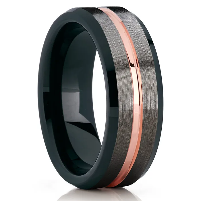 Rings Clean Casting Jewelry Gunmetal Wedding Ring Rose Gold Ring 18k Rose Gold Black Wedding Ring Tungsten