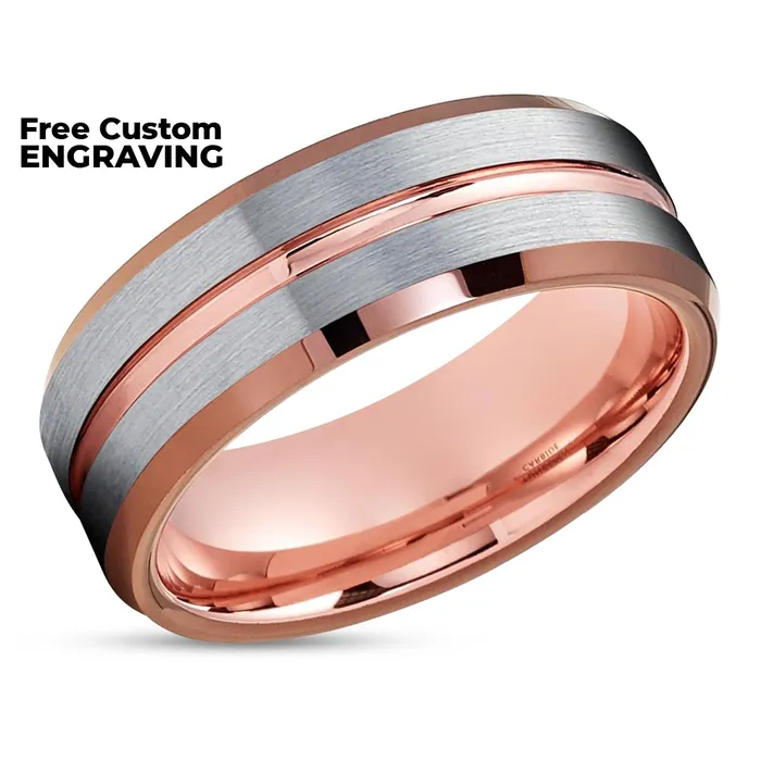 Rings Clean Casting Jewelry Rose Gold Wedding Ring Espresso Wedding Band Tungsten Carbide Ring Ring