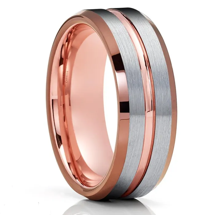 Rings Clean Casting Jewelry Rose Gold Wedding Ring Espresso Wedding Band Tungsten Carbide Ring Ring