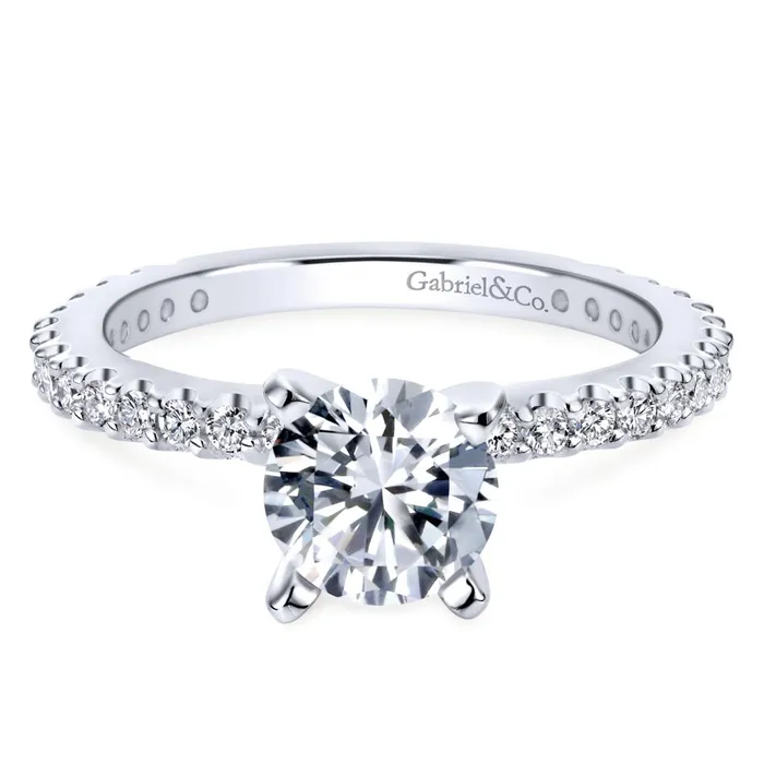 Rings Gabriel Bridal Collection White Gold Petite Diamond Accent Diamond Engagement Ring with Straight Band 038 ctw International Diamond Center