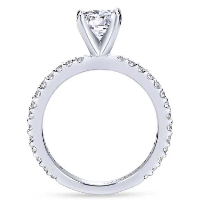 Rings Gabriel Bridal Collection White Gold Petite Diamond Accent Diamond Engagement Ring with Straight Band 038 ctw International Diamond Center Rings Gabriel Bridal Collection White Gold Petite Diamond Accent Diamond Engagement Ring with Straight Band 038 ctw International Diamond Center