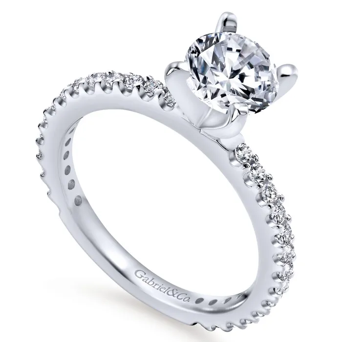 Rings Gabriel Bridal Collection White Gold Petite Diamond Accent Diamond Engagement Ring with Straight Band 038 ctw International Diamond Center Rings Gabriel Bridal Collection White Gold Petite Diamond Accent Diamond Engagement Ring with Straight Band 038 ctw International Diamond Center