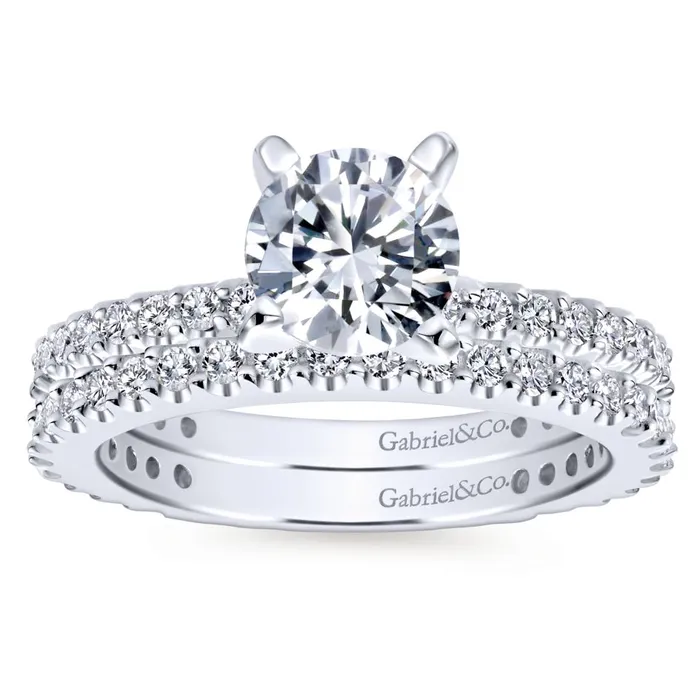 Rings Gabriel Bridal Collection White Gold Petite Diamond Accent Diamond Engagement Ring with Straight Band 038 ctw International Diamond Center Rings Gabriel Bridal Collection White Gold Petite Diamond Accent Diamond Engagement Ring with Straight Band 038 ctw International Diamond Center