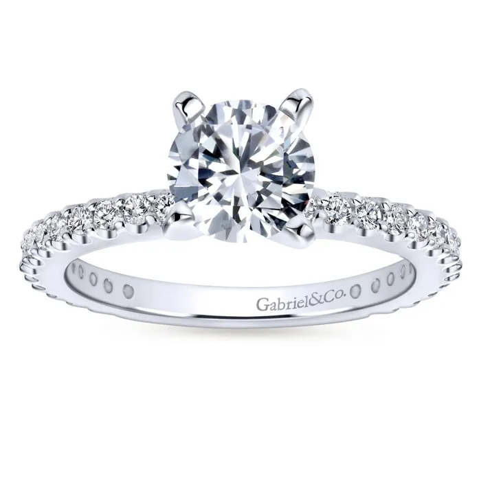 Rings Gabriel Bridal Collection White Gold Petite Diamond Accent Diamond Engagement Ring with Straight Band 038 ctw International Diamond Center Rings Gabriel Bridal Collection White Gold Petite Diamond Accent Diamond Engagement Ring with Straight Band 038 ctw International Diamond Center