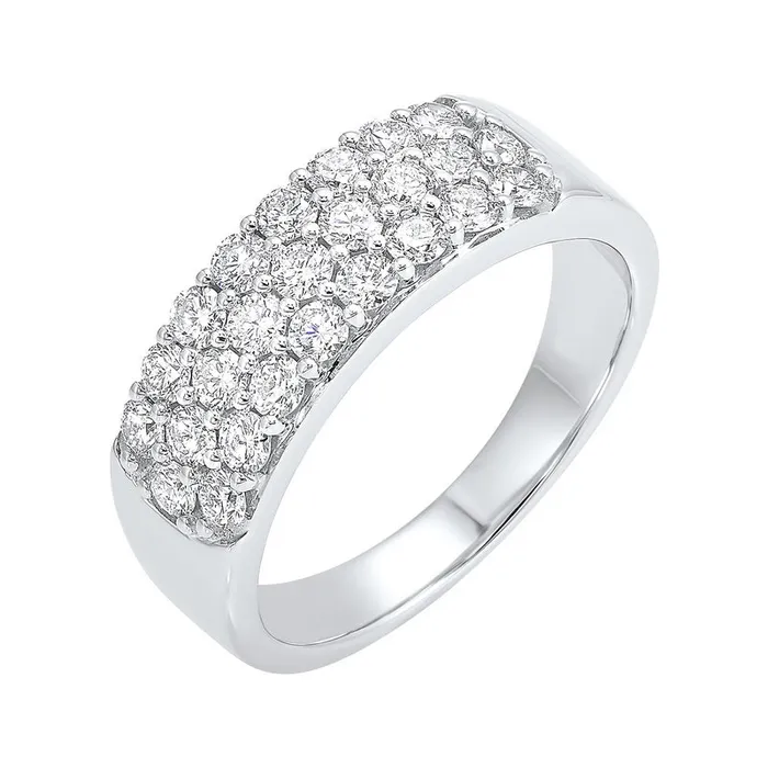 Rings International Diamond Center 14K White Gold Multi Row Prong Diamond Band 1CT Rings International Diamond Center 14K White Gold Multi Row Prong Diamond Band 1CT