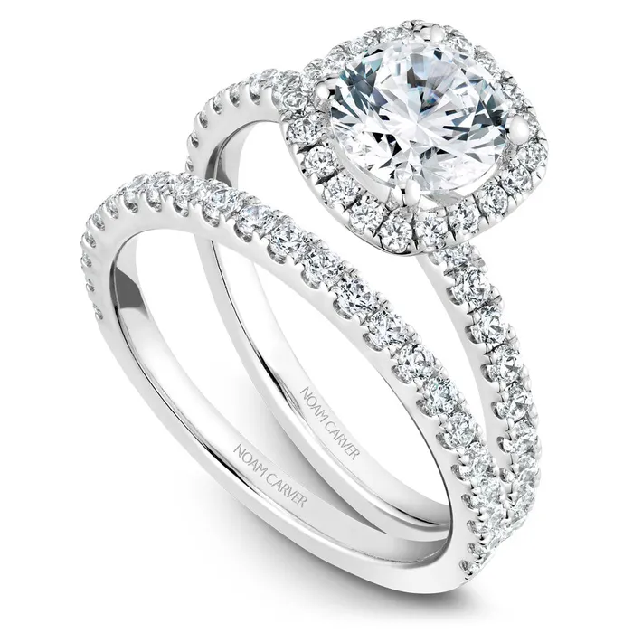 Rings International Diamond Center Noam Carver White Gold Diamond Engagement Ring Setting with Halo 047 CTW