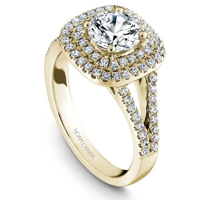 Rings International Diamond Center Noam Carver Yellow Gold Split Shank Diamond Engagement Ring Setting with Double Halo 048 CTW Rings International Diamond Center Noam Carver Yellow Gold Split Shank Diamond Engagement Ring Setting with Double Halo 048 CTW