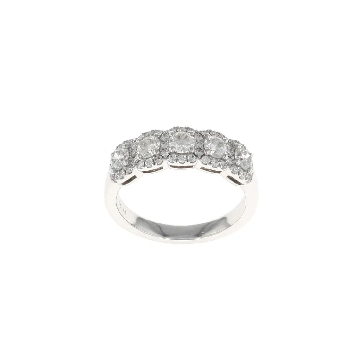 Rings Shop IDC estore Five Stone Round Diamond Halo Pave Ring 104CTW
