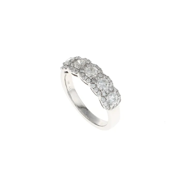 Rings Shop IDC estore Five Stone Round Diamond Halo Pave Ring 104CTW