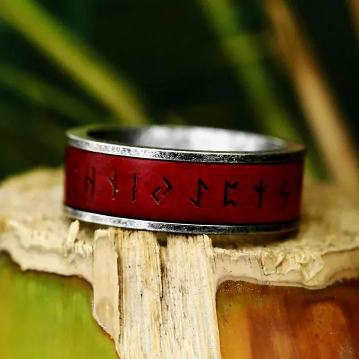 Rings Valhalla Vikings Viking Redfire Engraved Steel Rune Ring