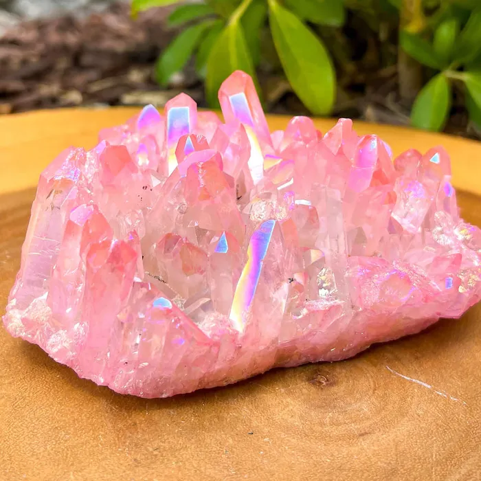 Rose Aura Quartz Cluster Magic Crystals Charm Necklaces