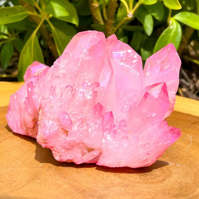 Rose Aura Quartz Cluster Magic Crystals Charm Necklaces