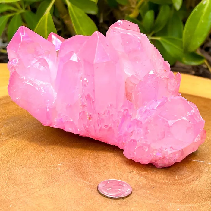 Rose Aura Quartz Cluster Magic Crystals Charm Necklaces