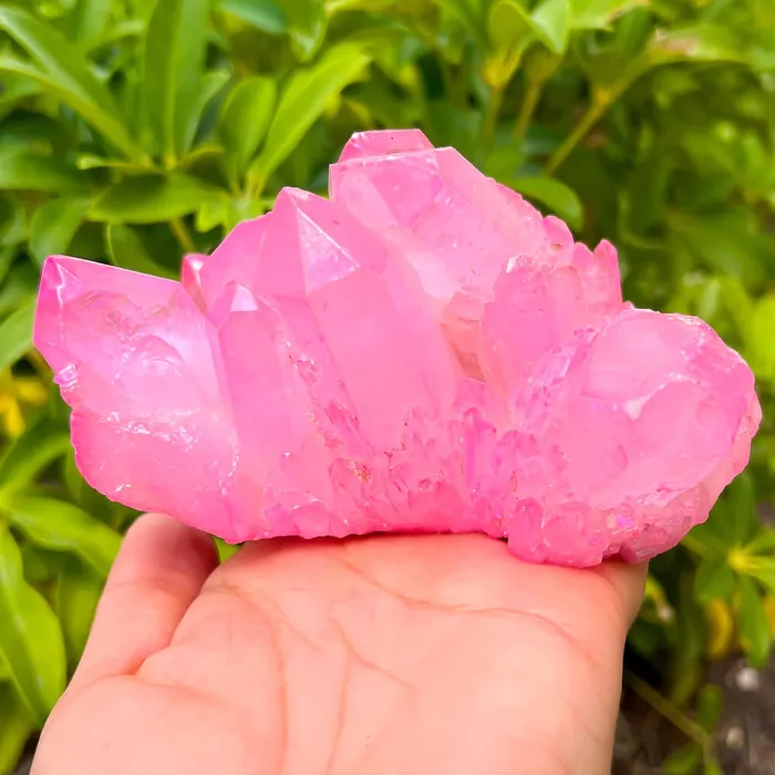 Rose Aura Quartz Cluster Magic Crystals Charm Necklaces