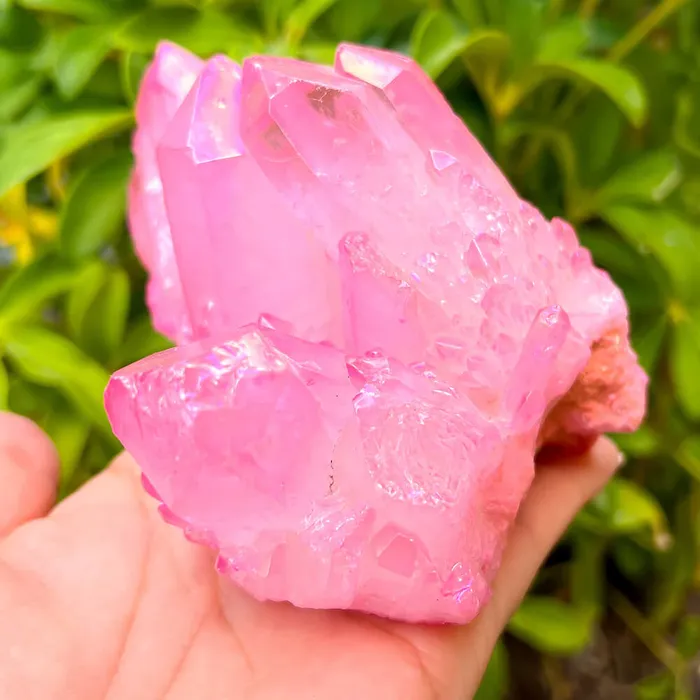 Rose Aura Quartz Cluster Magic Crystals Charm Necklaces