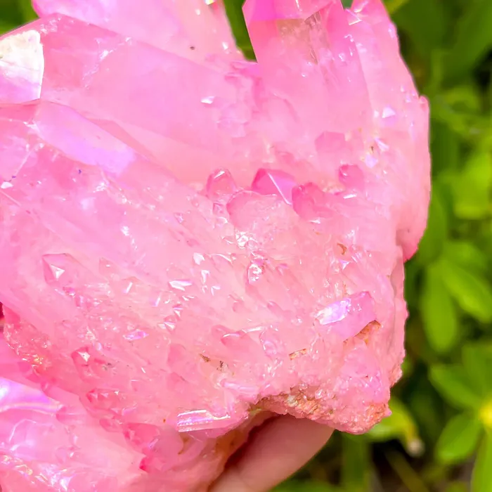 Rose Aura Quartz Cluster Magic Crystals Charm Necklaces