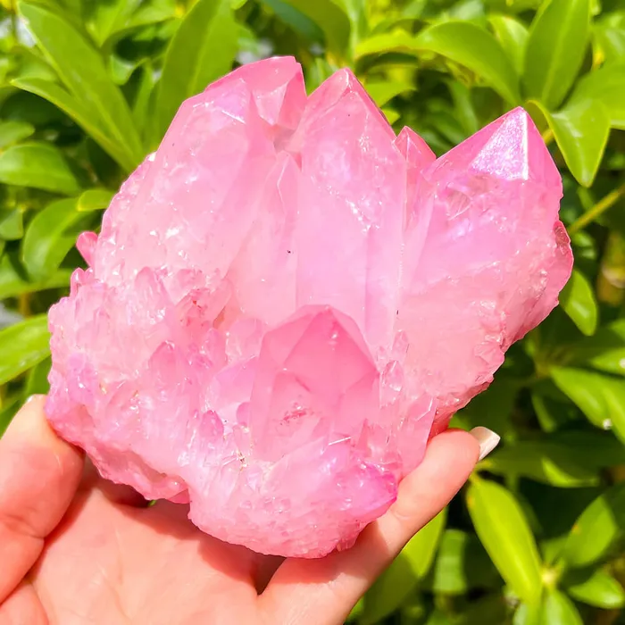 Rose Aura Quartz Cluster Magic Crystals Charm Necklaces
