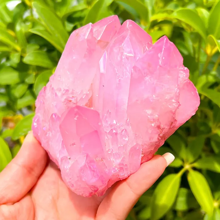 Rose Aura Quartz Cluster Magic Crystals Charm Necklaces