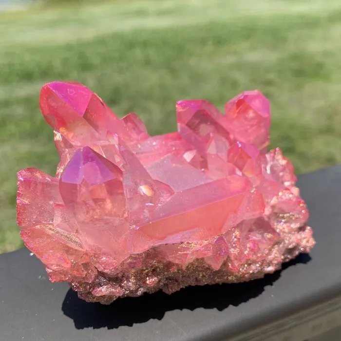 Rose Aura Quartz Cluster Magic Crystals Charm Necklaces