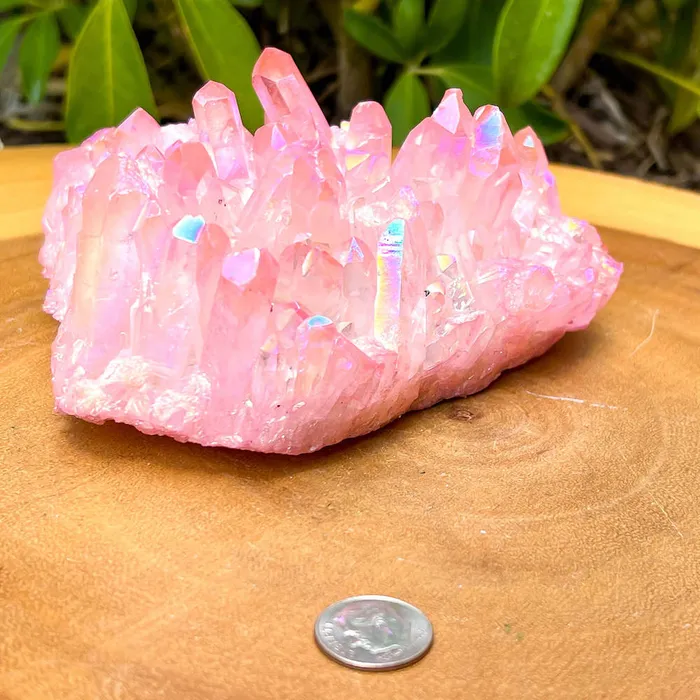 Rose Aura Quartz Cluster Magic Crystals Charm Necklaces