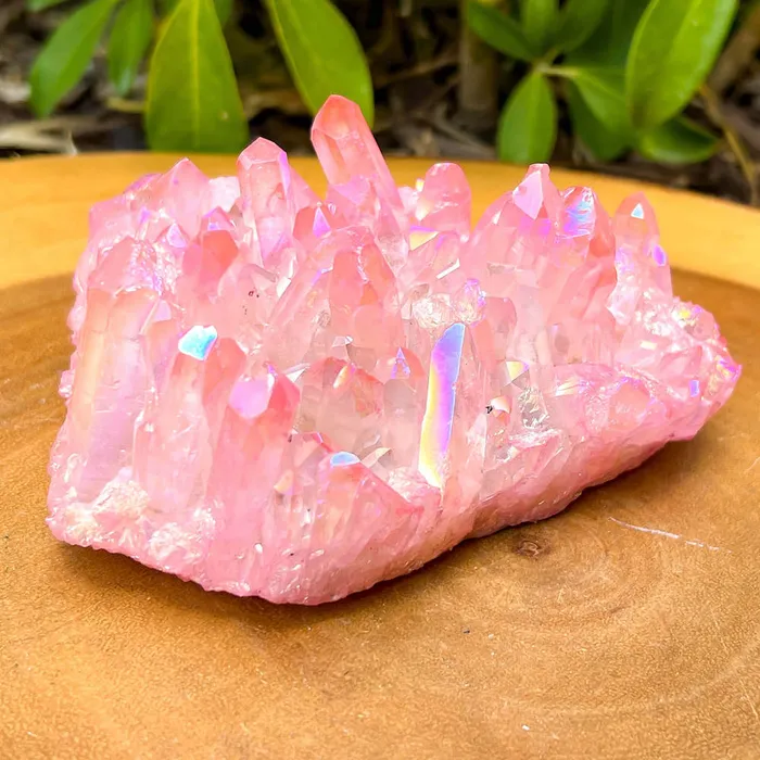 Rose Aura Quartz Cluster Magic Crystals Charm Necklaces