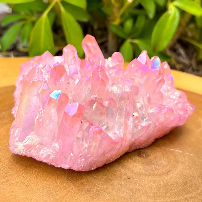 Rose Aura Quartz Cluster Magic Crystals Charm Necklaces
