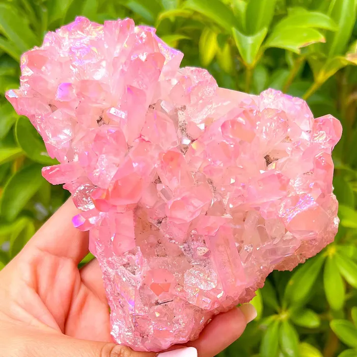 Rose Aura Quartz Cluster Magic Crystals Charm Necklaces