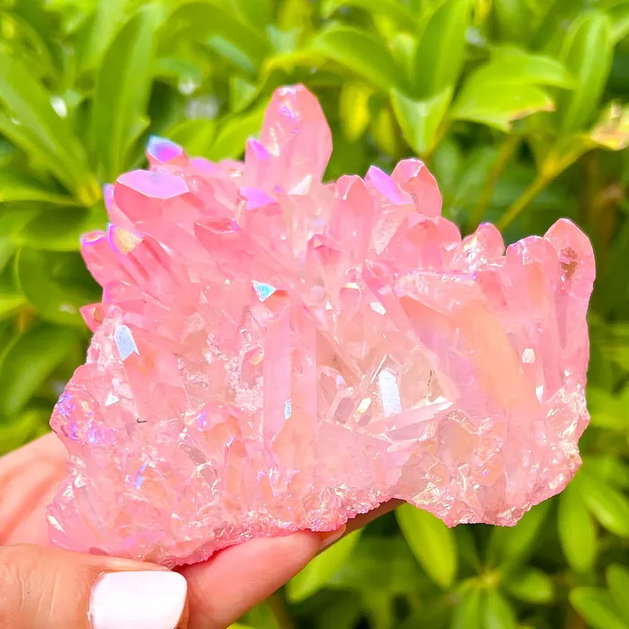 Rose Aura Quartz Cluster Magic Crystals Charm Necklaces