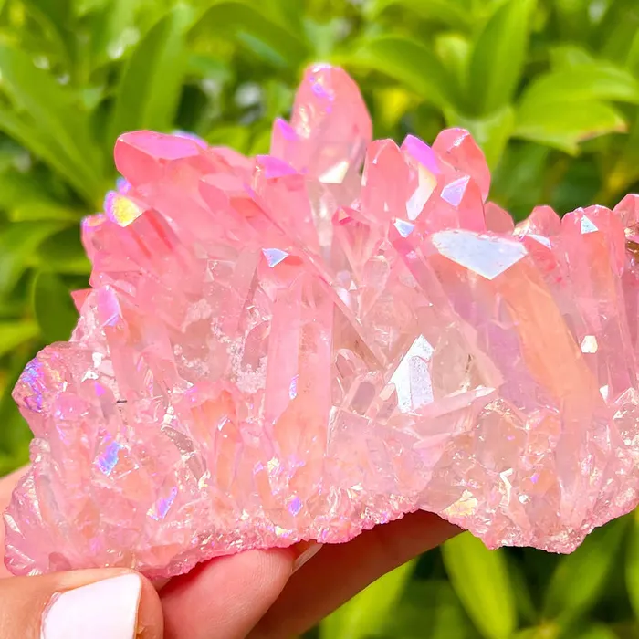 Rose Aura Quartz Cluster Magic Crystals Charm Necklaces