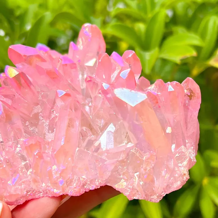 Rose Aura Quartz Cluster Magic Crystals Charm Necklaces