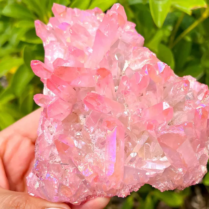 Rose Aura Quartz Cluster Magic Crystals Charm Necklaces