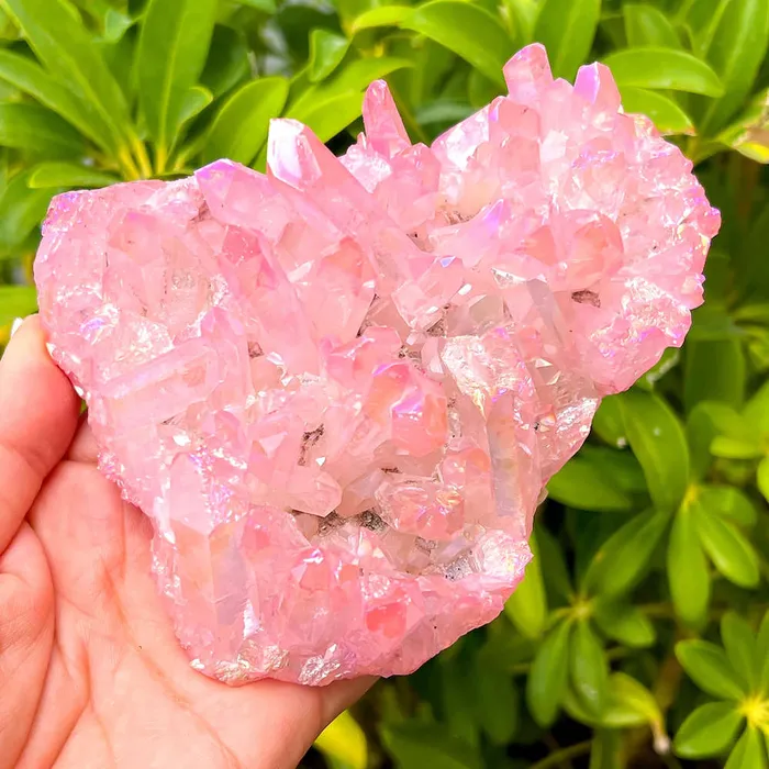 Rose Aura Quartz Cluster Magic Crystals Charm Necklaces
