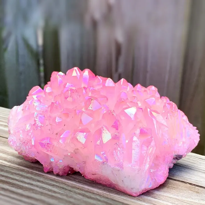 Rose Aura Quartz Cluster Magic Crystals Charm Necklaces