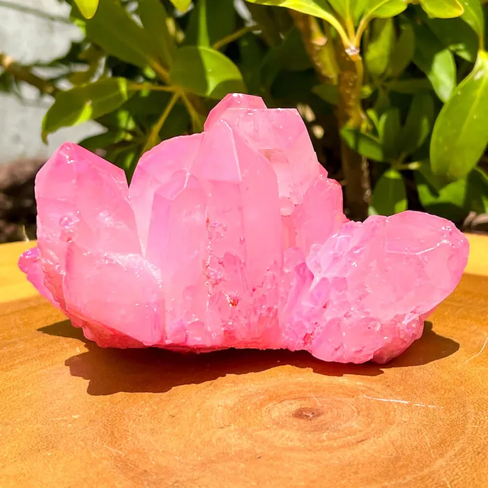 Rose Aura Quartz Cluster Magic Crystals Charm Necklaces