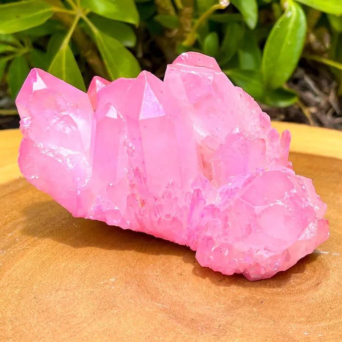 Rose Aura Quartz Cluster Magic Crystals Charm Necklaces