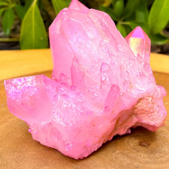 Rose Aura Quartz Cluster Magic Crystals Charm Necklaces