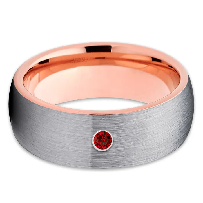 Rose Gold Tungsten Ring Rose Gold Wedding Band Tungsten Wedding Band Ruby Ring Clean Casting Jewelry Rings