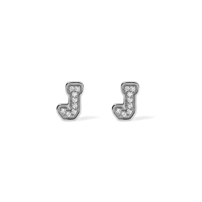 SG Fashion Earrings Sterling Silver Small Pave Varsity Stud
