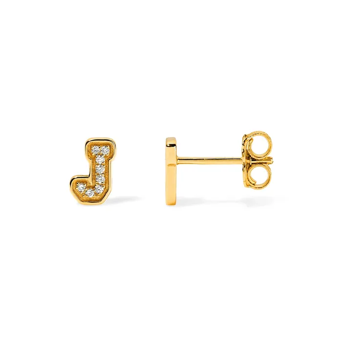 SG Fashion Earrings Sterling Silver Small Pave Varsity Stud