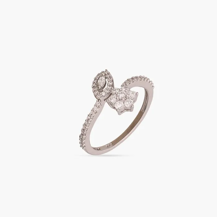 SILVER Bloom CZ Delicate Silver Finger Ring Rings
