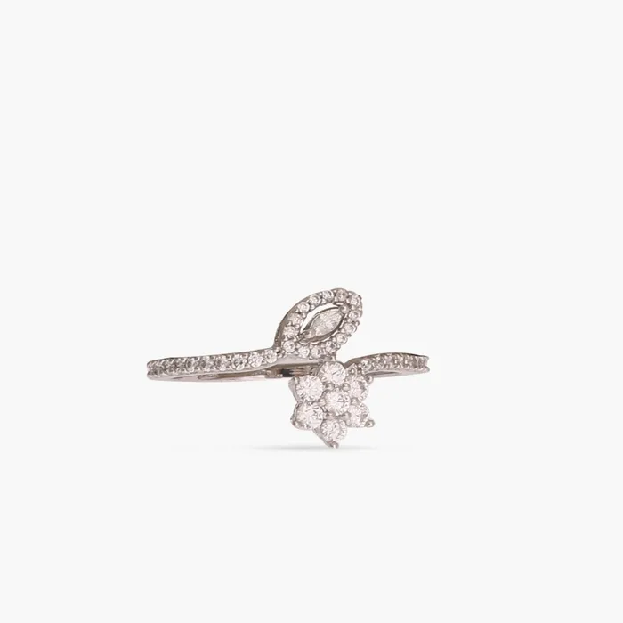 SILVER Bloom CZ Delicate Silver Finger Ring Rings