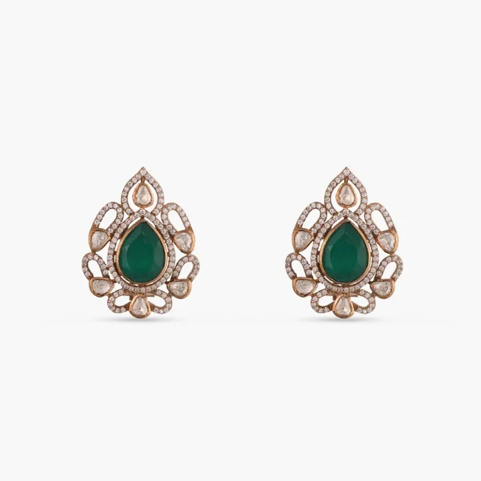SILVER Earrings Emerald Opulence Silver Stud Earrings