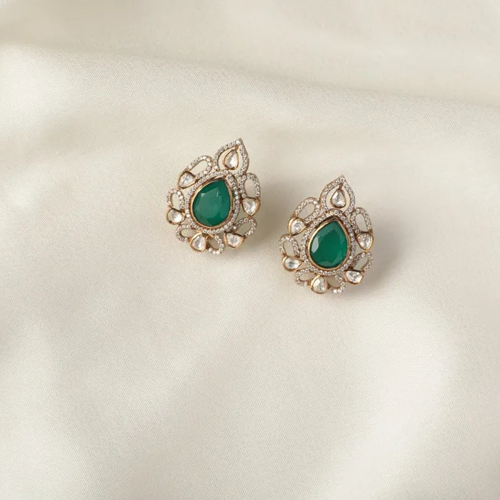 SILVER Earrings Emerald Opulence Silver Stud Earrings