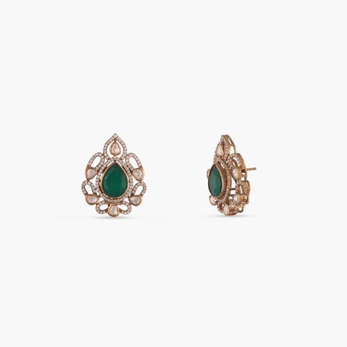 SILVER Earrings Emerald Opulence Silver Stud Earrings