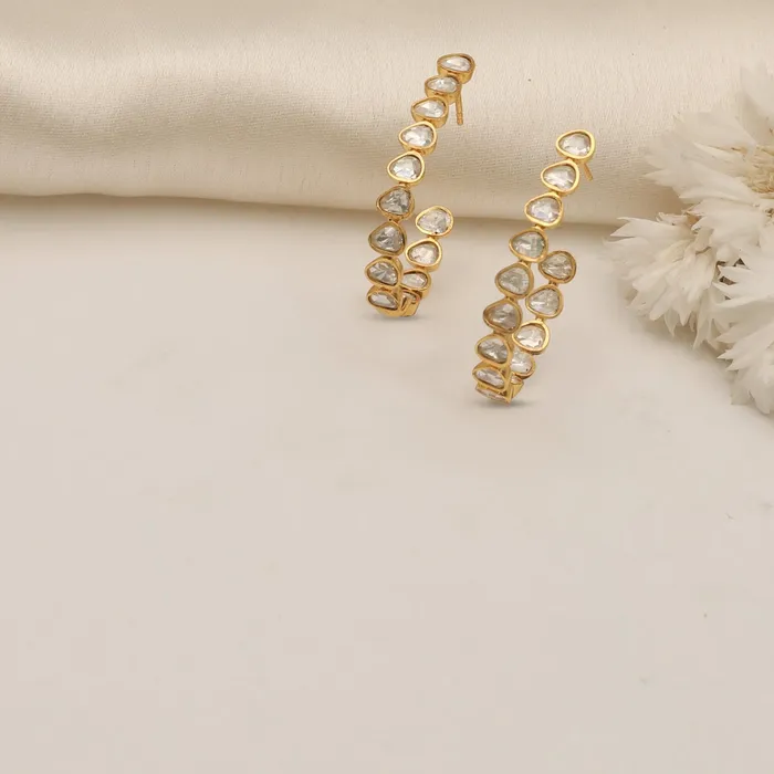 Starlit Moissanite Silver Hoop Earrings SILVER Earrings